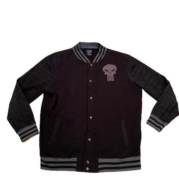 Marvel The Punisher Men's XL Varsity Style Front Snap Button Jacket - Picture 1 of 3